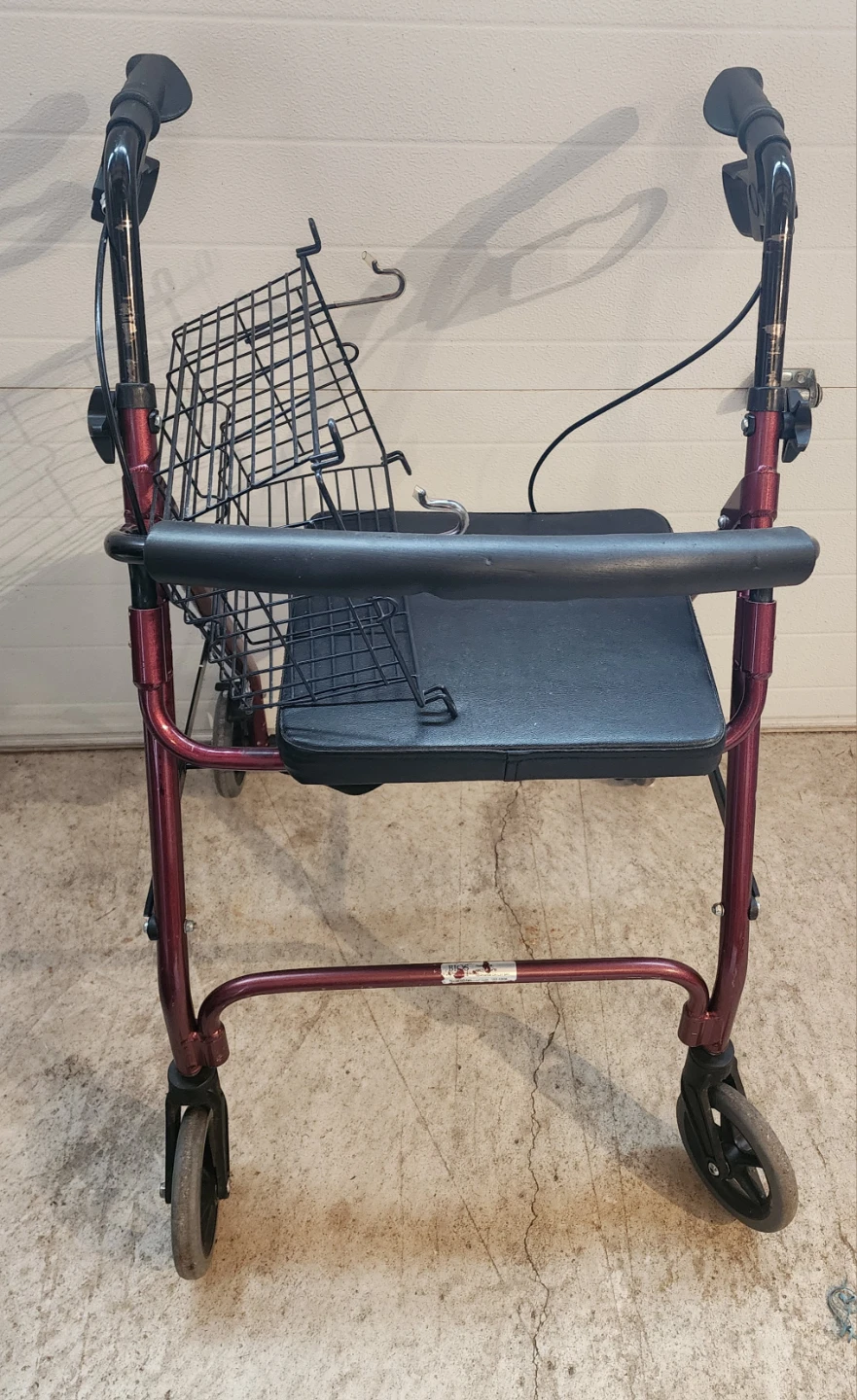 Burgundy Walker with Seat and Basket - photo 2