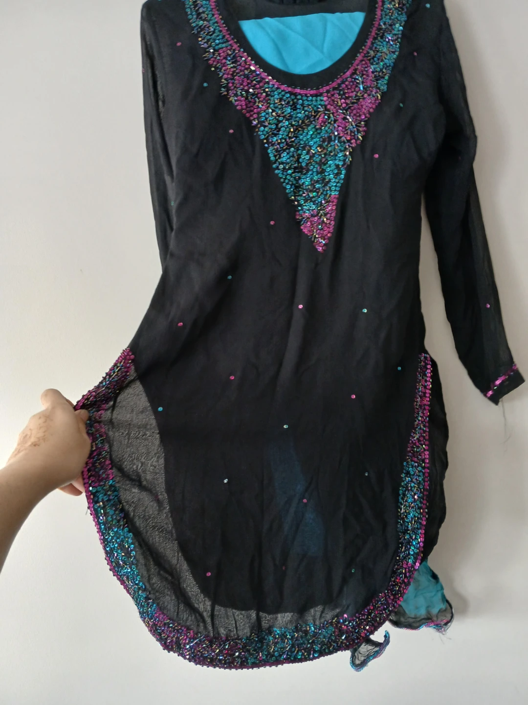 Black Embellished Salwar Kameez - photo 3