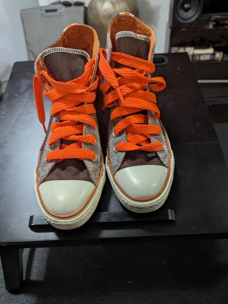 Rare Brown DenimConverse All Star High Top - Size 6