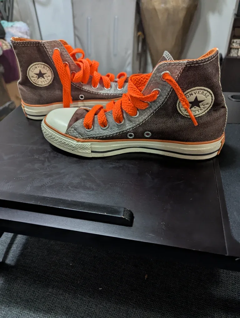 Rare Brown DenimConverse All Star High Top - Size 6 image indicator(2)