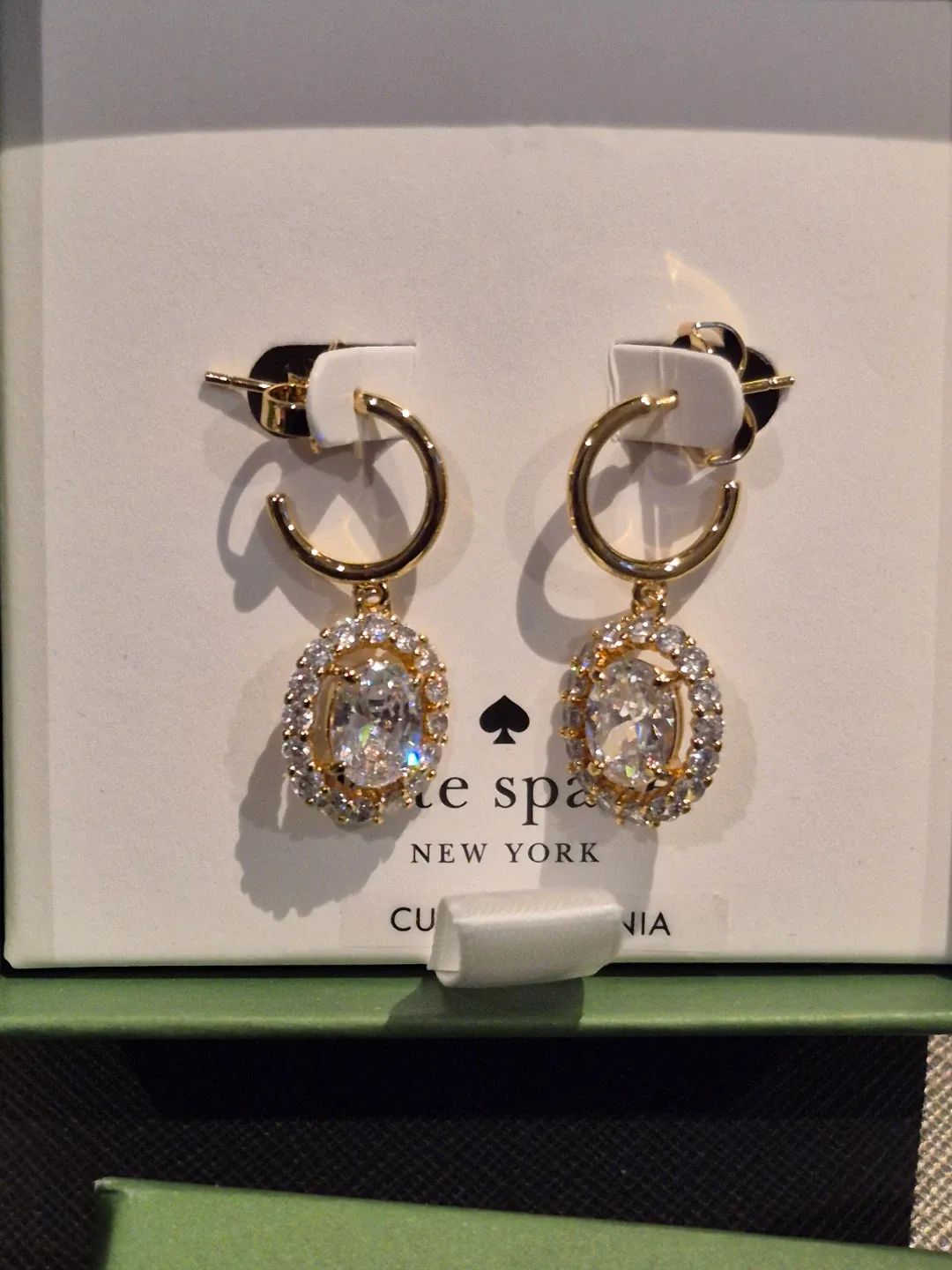 Kate Spade Victoria Gold Clear Huggie Earrings image indicator(3)