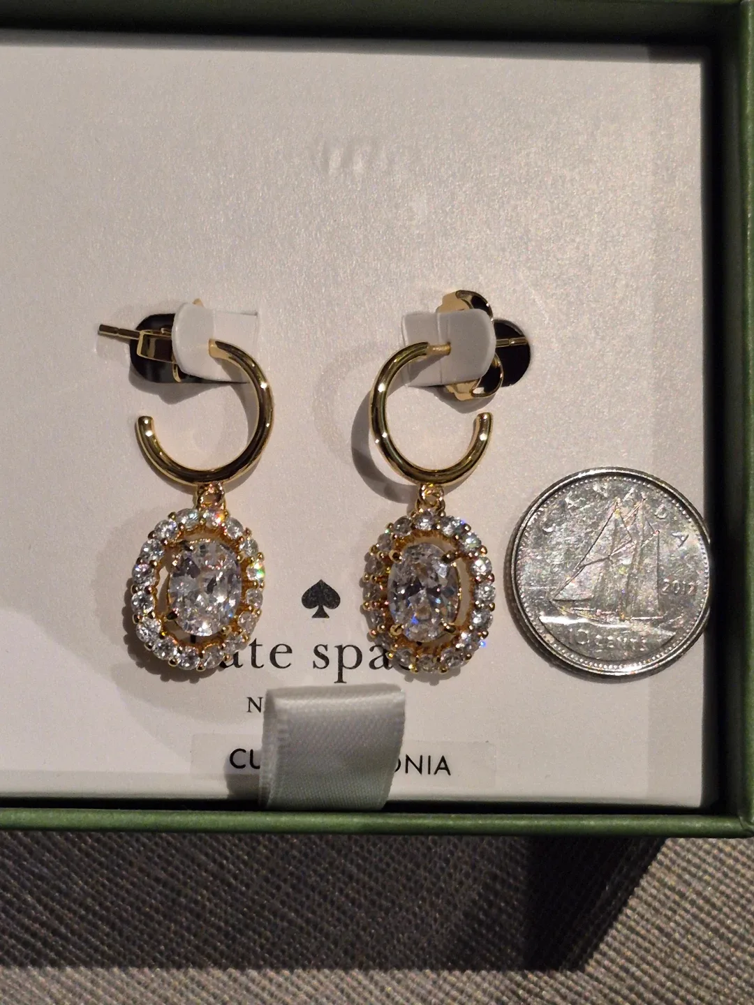 Kate Spade Victoria Gold Clear Huggie Earrings image indicator(4)
