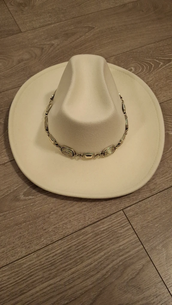 Garage Cream Hat with Silver Chain cowboy cowgirl