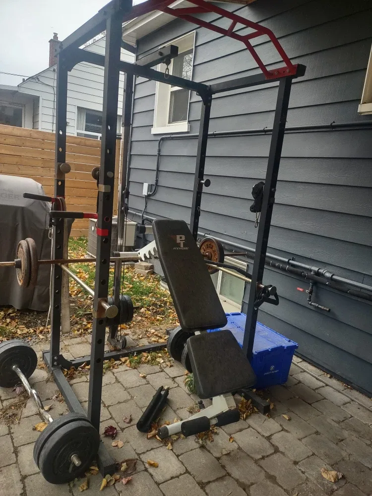 Power Rack, Weight Bench & Weights