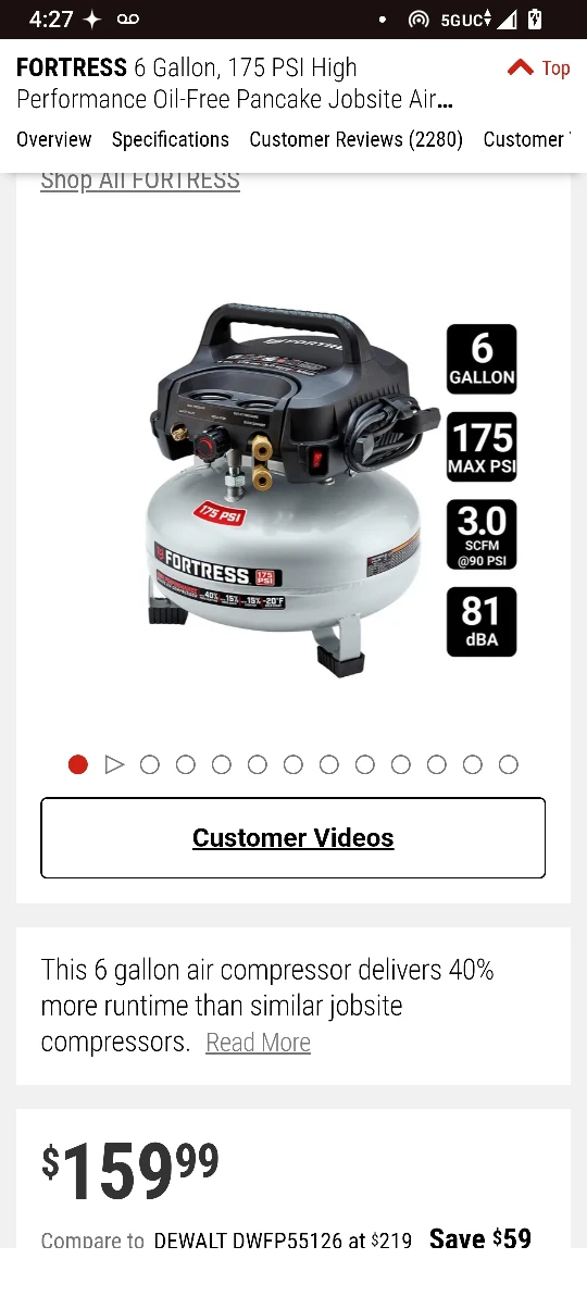 FORTRESS High Performance Portable Air Compressor - photo 4