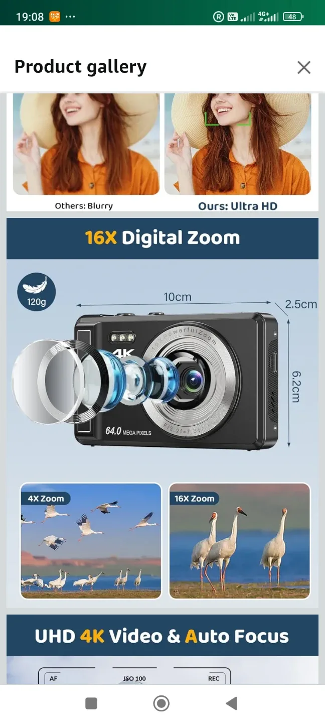 4K Ultra HD 64.0 Megapixel Camera - New!