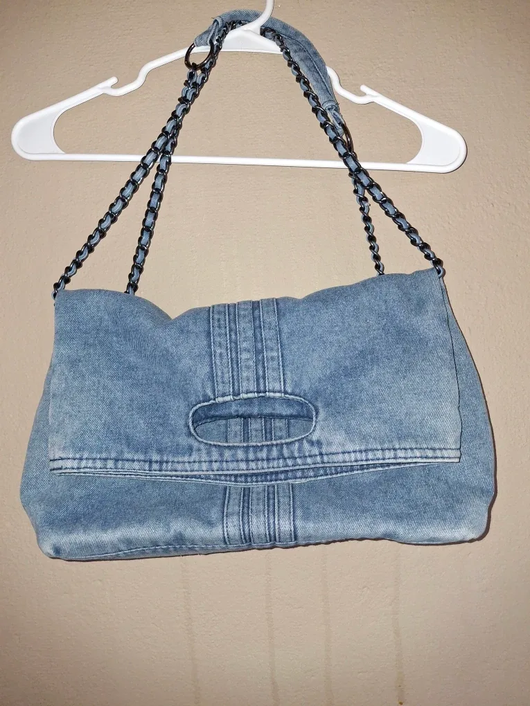 Denim Chain Shoulder Bag