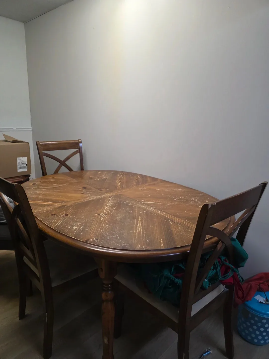 Wooden Dining Table with Four Chairs