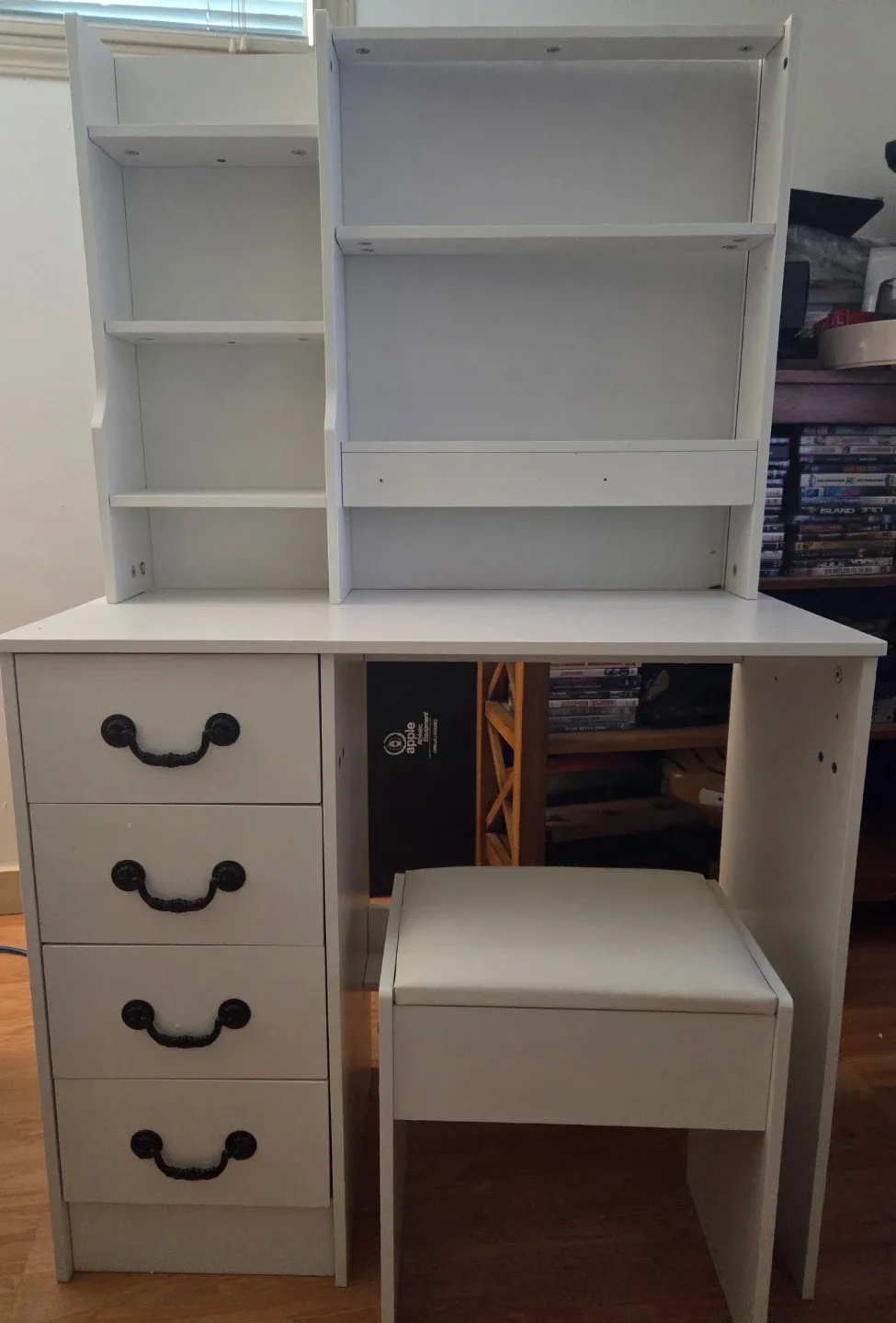 White Vanity Desk with Stool