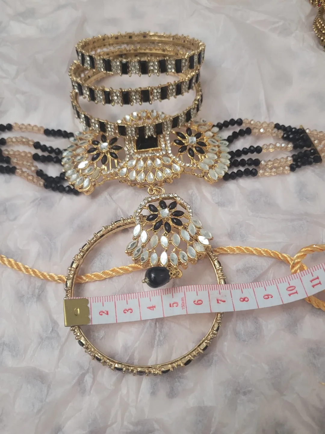Necklace and Bangle Set - Gold and Black