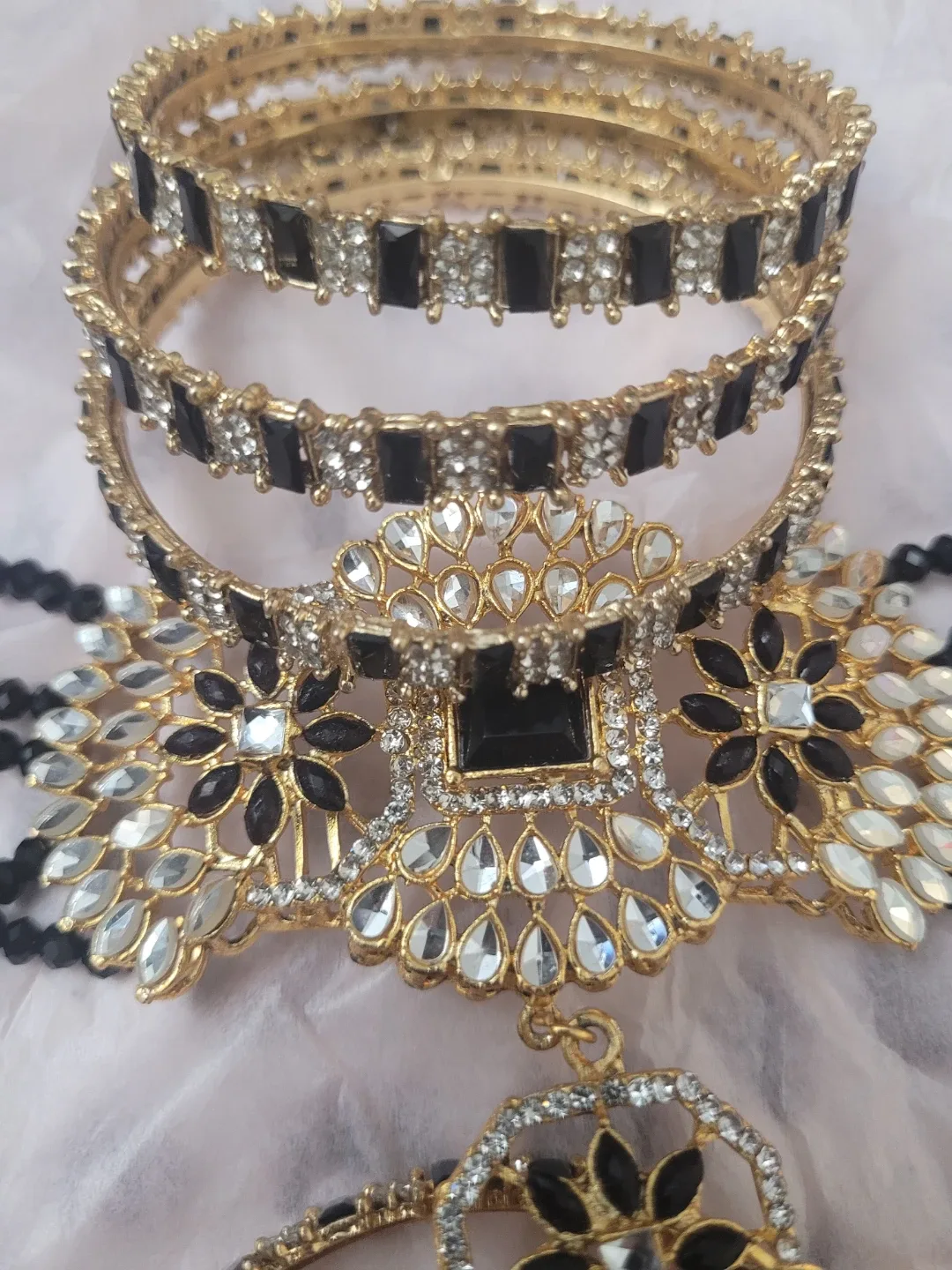 Necklace and Bangle Set - Gold and Black image indicator(2)