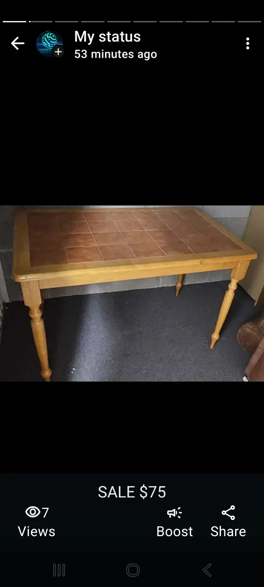 Wooden Table with Tile Top