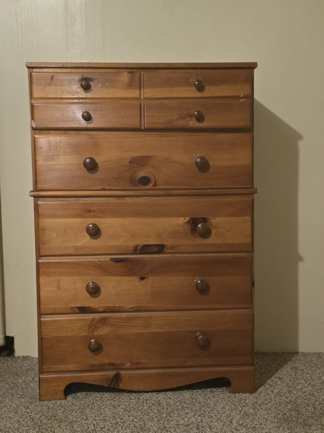 Pine Wood Chest of 5 Drawer Tall Dresser