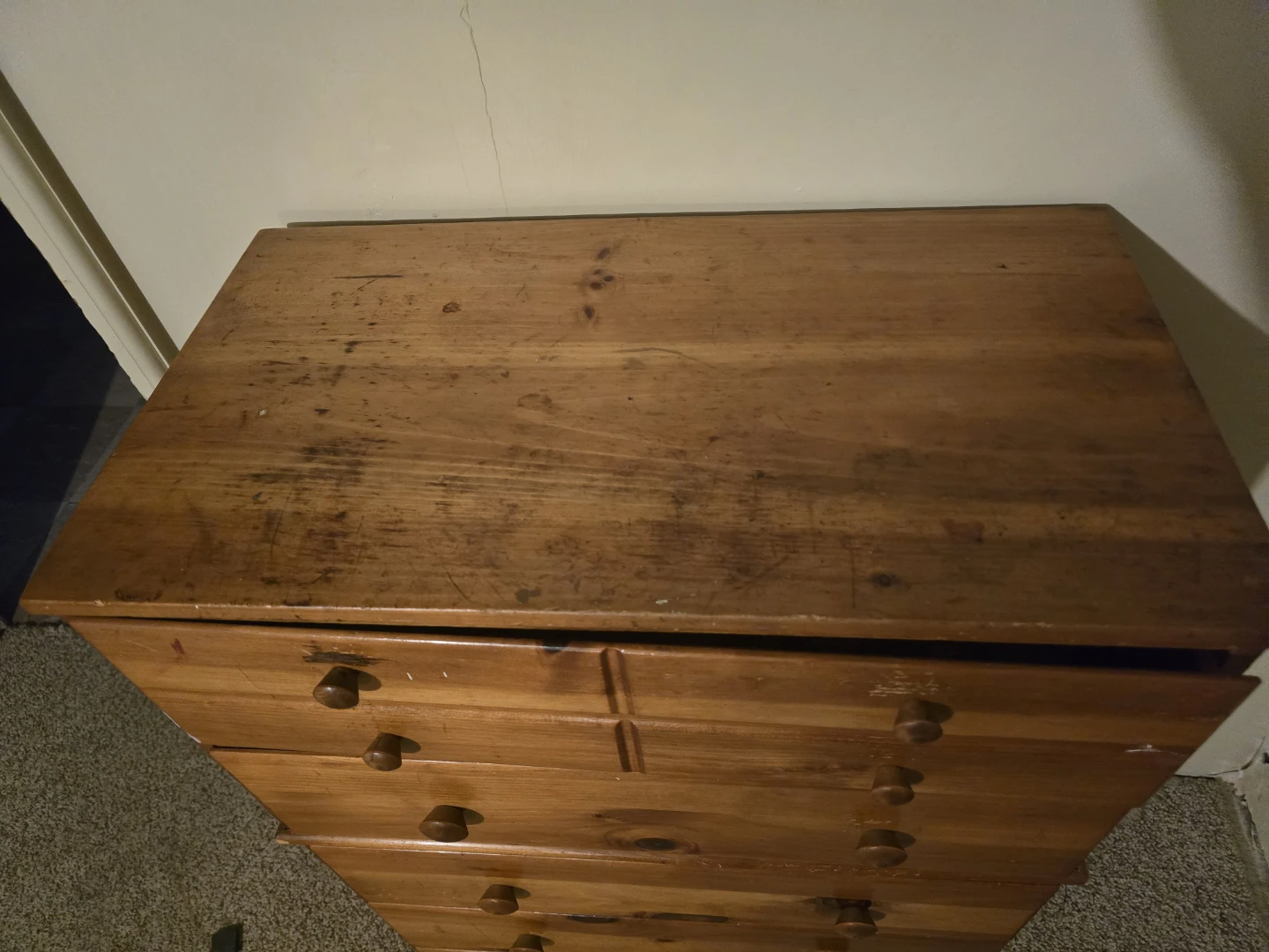 Pine Wood Chest of 5 Drawer Tall Dresser - photo 4