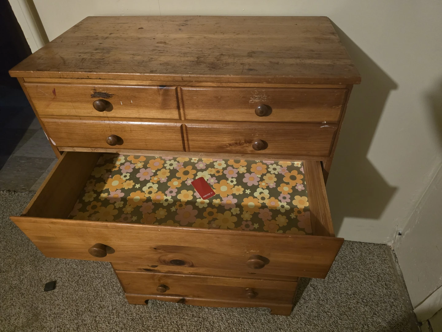 Pine Wood Chest of 5 Drawer Tall Dresser - photo 5