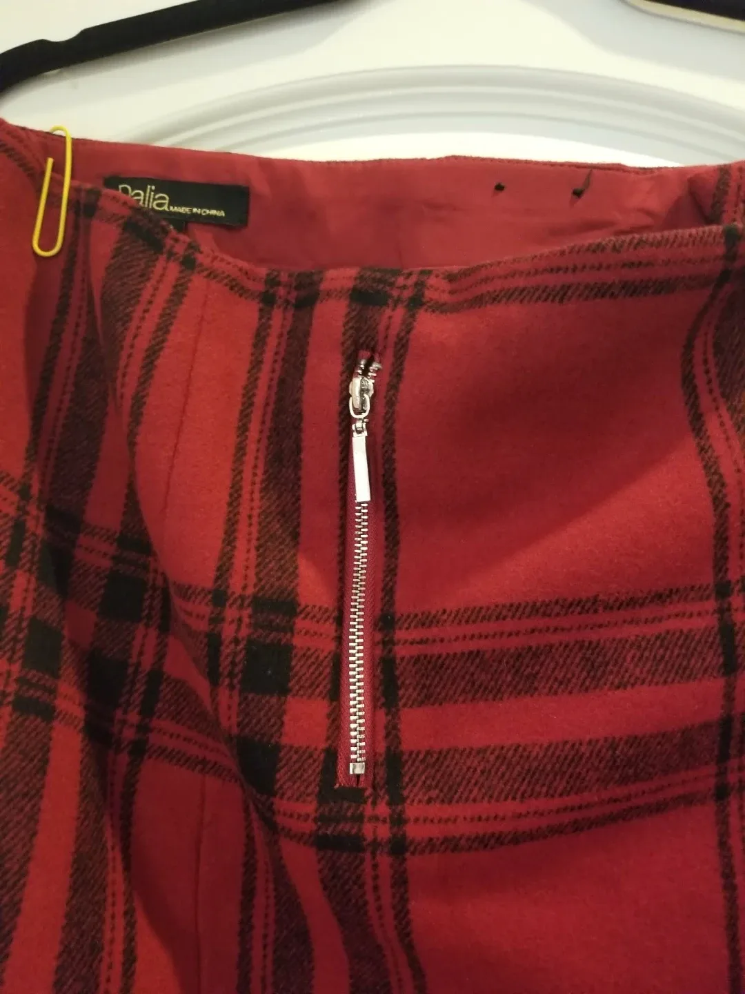 Red Plaid Mini Skirt Lined