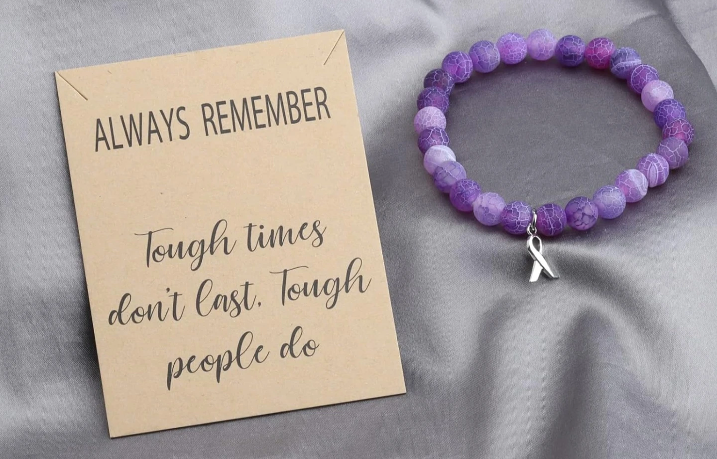 New Purple Awareness Ribbon Beads Bracelet! - photo 5