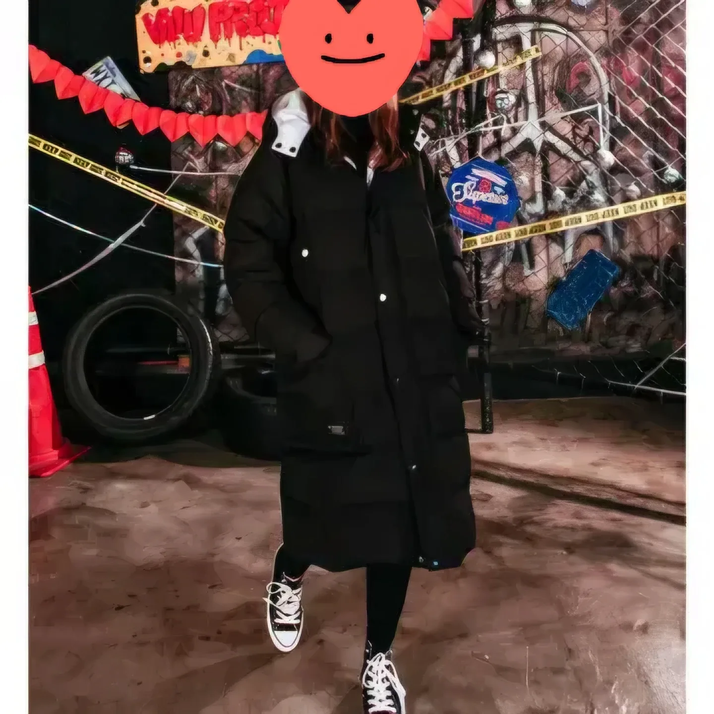 W Project Black Down Puffer Coat - Size M