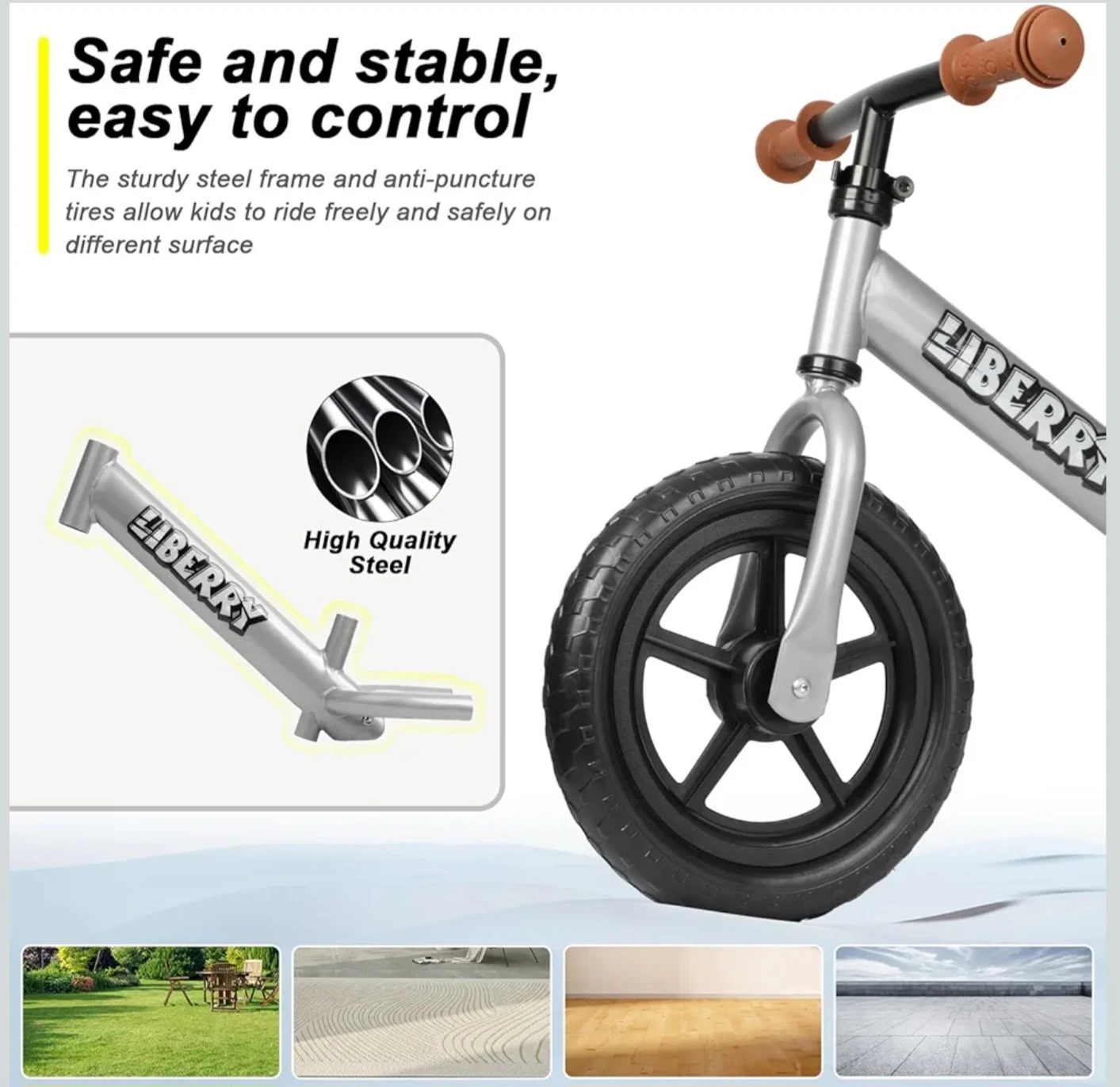 New! Hiberry Balance Bike - Silver - photo 3