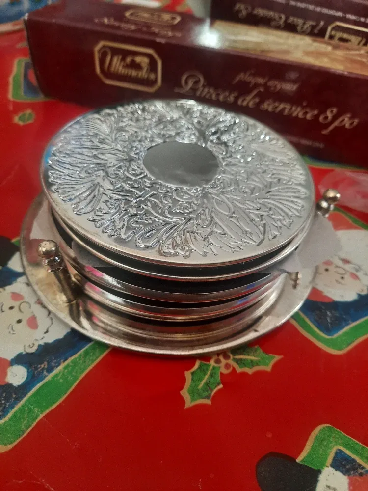 Silver Plated Set - Cake Server/Tongs/Coasters image indicator(2)