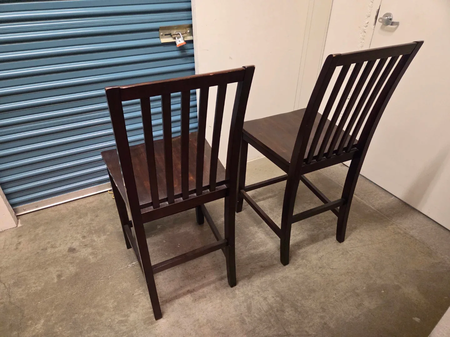 Pair of Urban Barn Dark Brown Bar height Chairs image indicator(2)