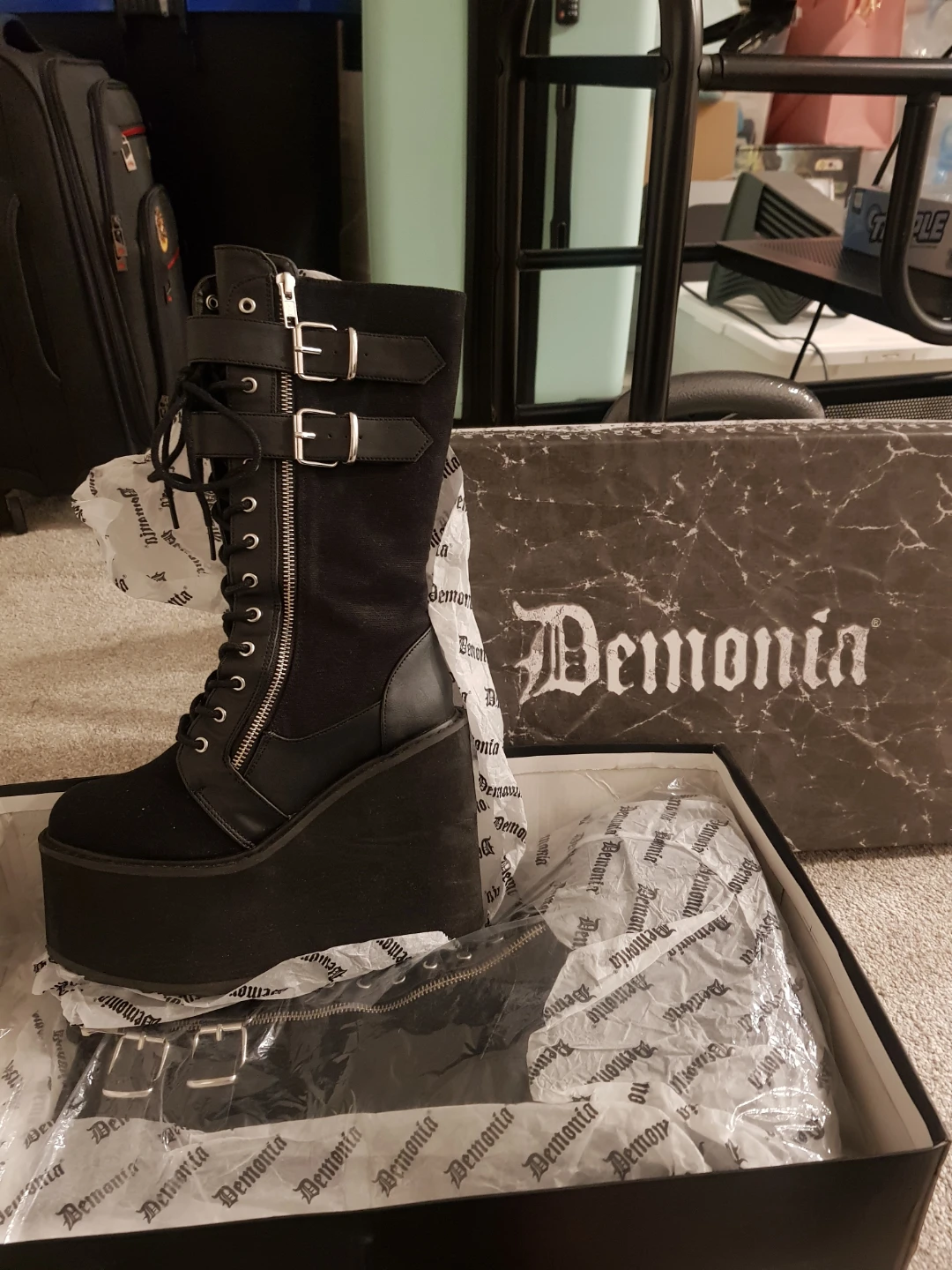 Demonia Platform Boots, Size 8