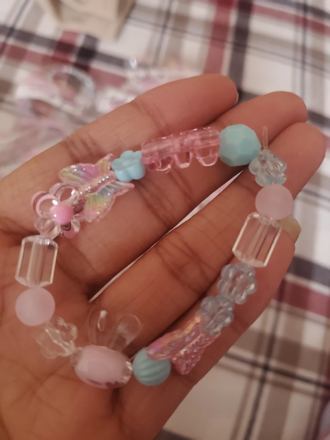 Whole Set Handmade Beaded Bracelet - Pink & Blue