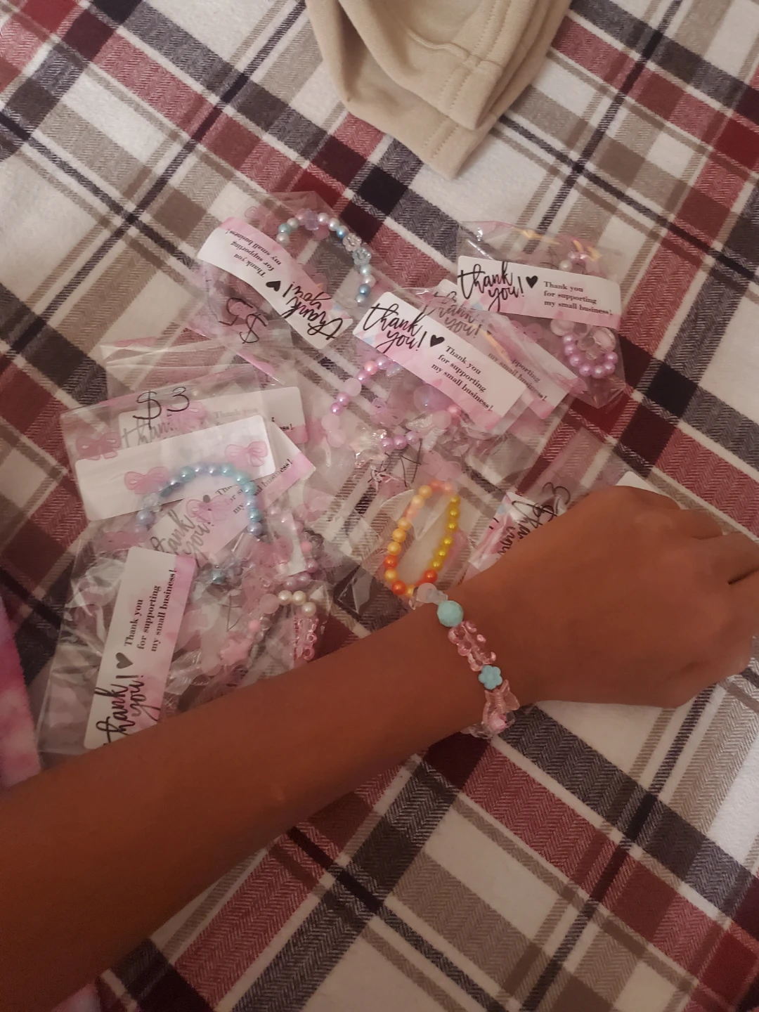 Whole Set Handmade Beaded Bracelet - Pink & Blue - photo 2