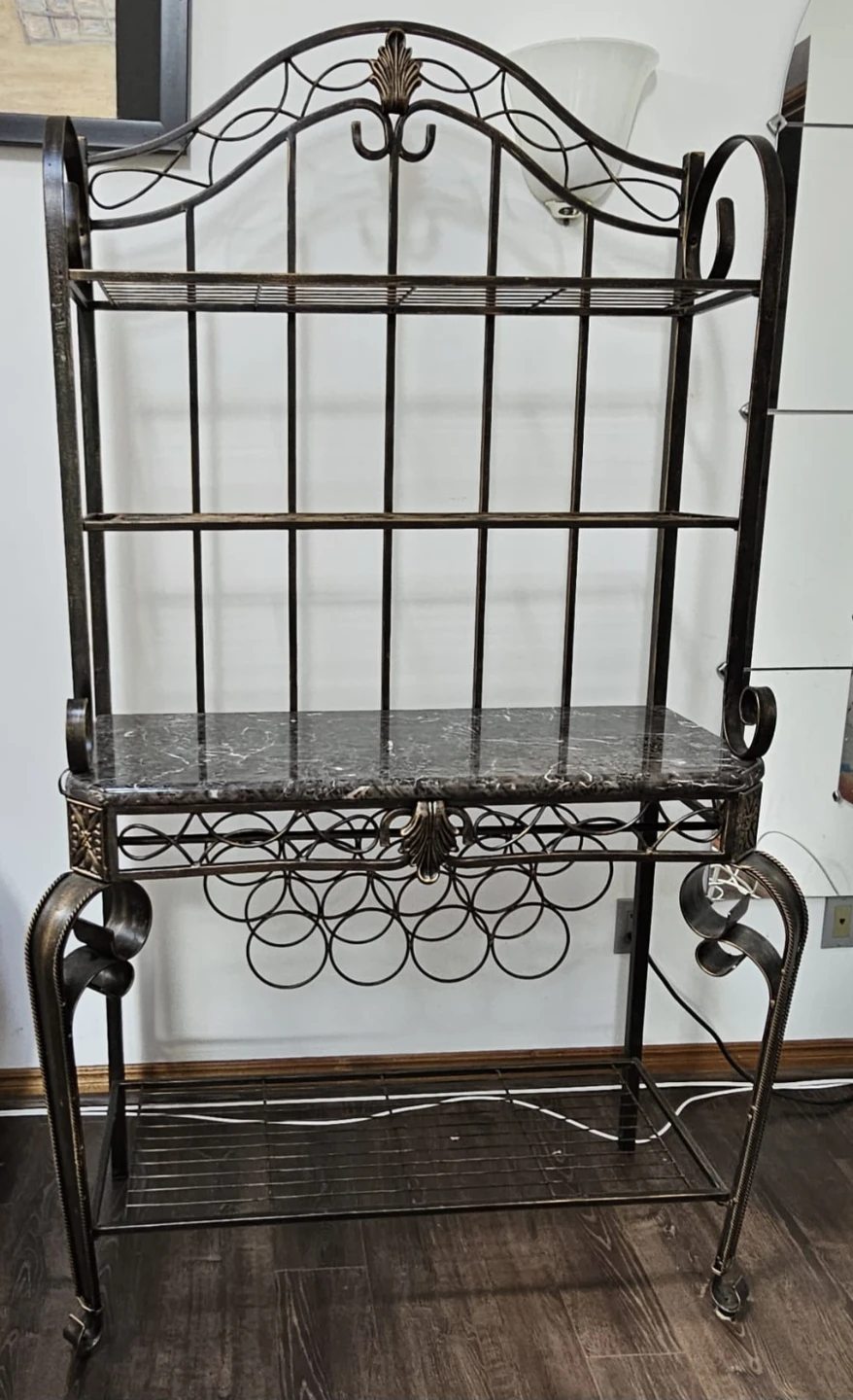 Metal Wine Rack with Faux Marble Top