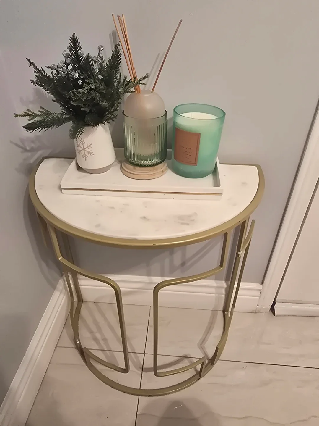 Side Table with Marble Top