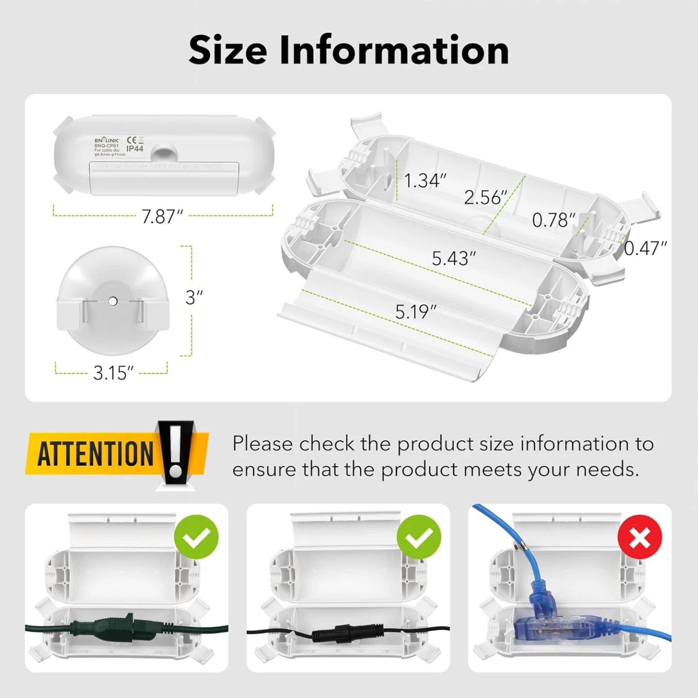 [3 Pack] Outdoor Extension Cord Safety Cover with Waterproof - photo 2