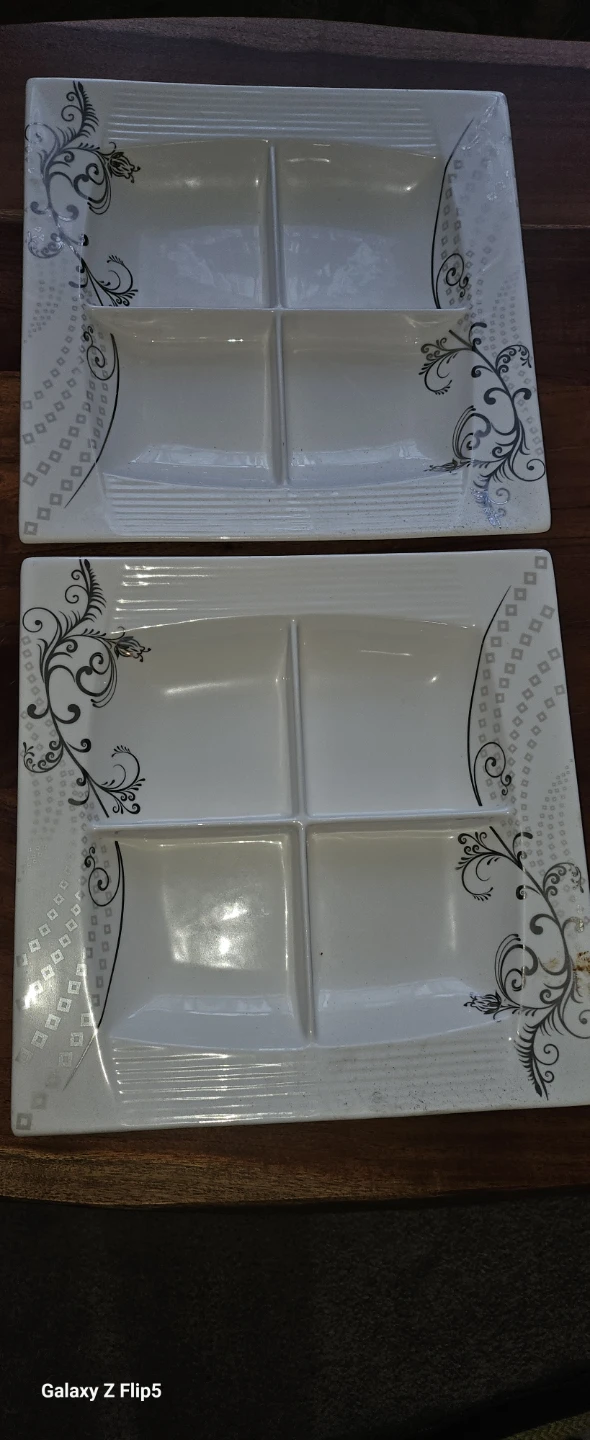 Square Divided Serving Dishes - Set of 2