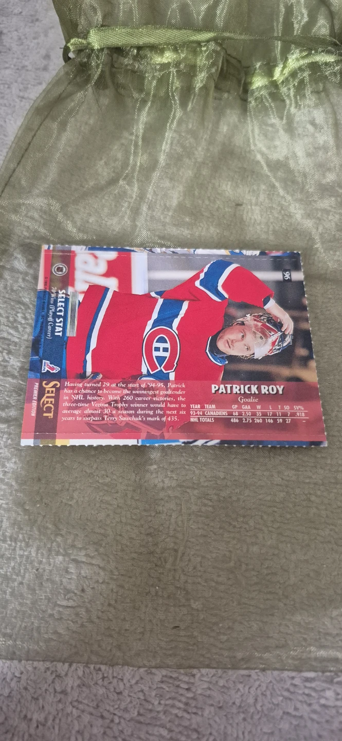 Patrick Roy 1994-95 Select Certified Card - photo 2
