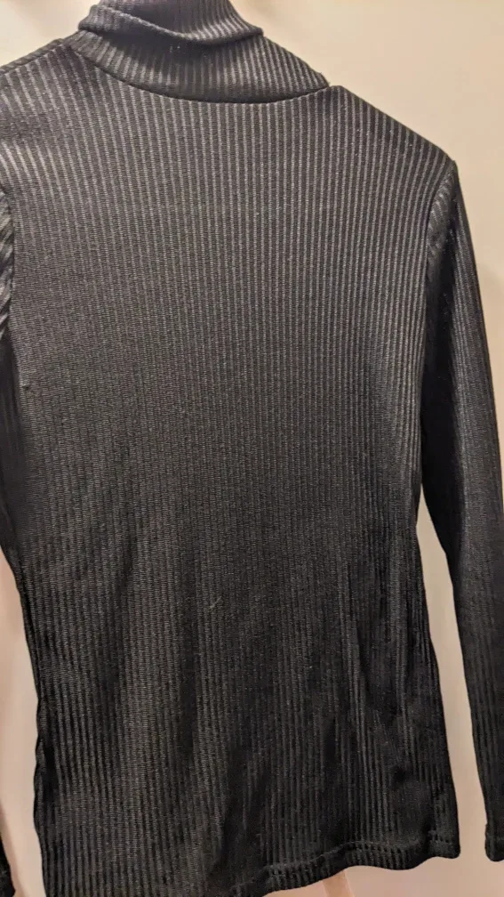 Black Ribbed Turtleneck Top #cleanout