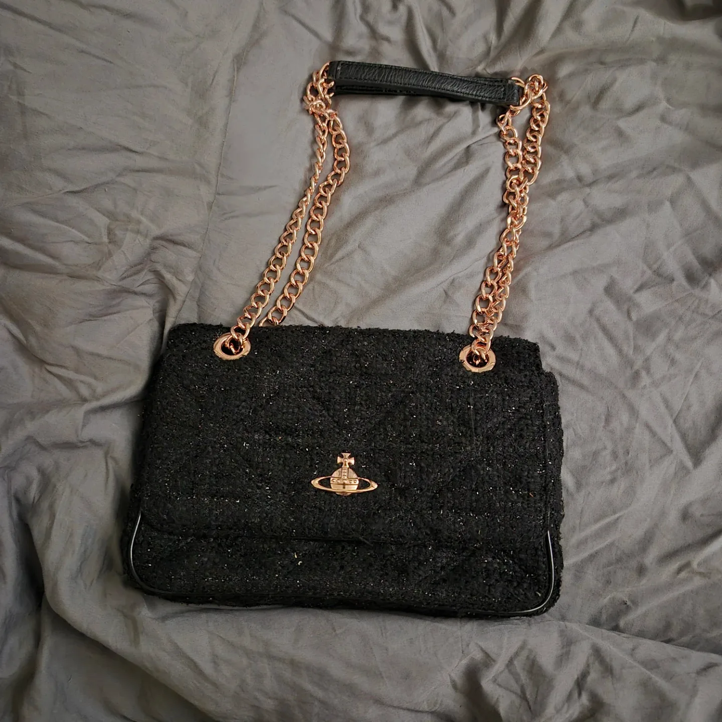 Vivienne Westwood Black Tweed Shoulder Bag #cleanout