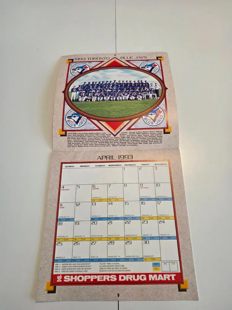 Toronto Blue Jays 1993 World Champions Calendar image indicator(2)
