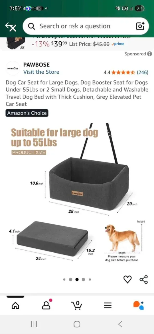 PAWBOSE Dog Car Seat - Grey image indicator(3)