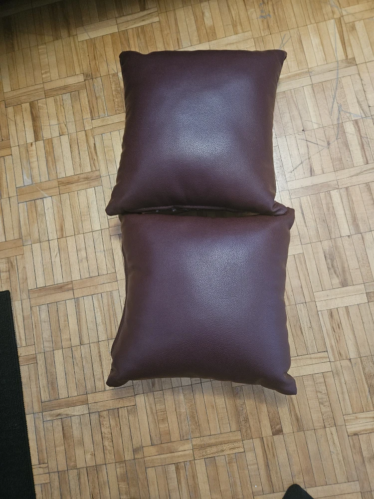 Two Brown Leather Throw Pillows
