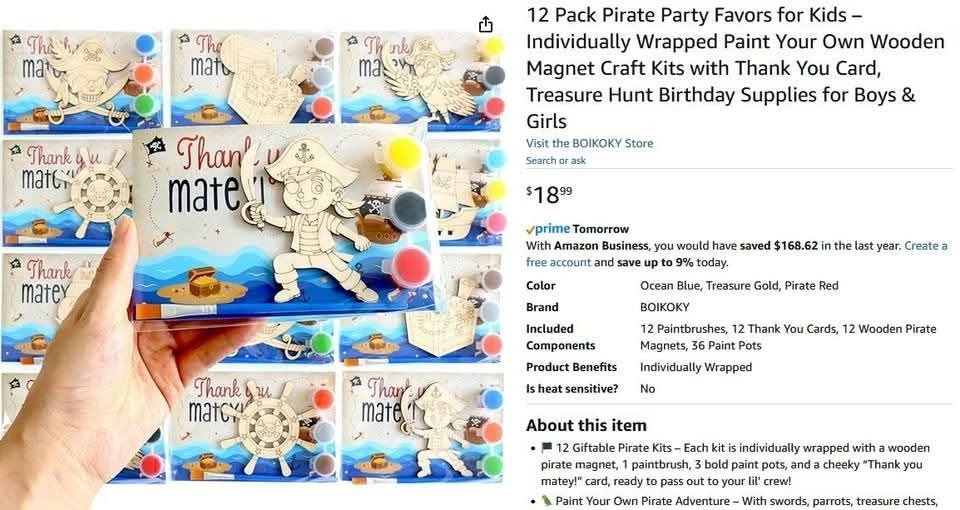NEW~ Pirate PYO Wooden Magnet Kits, Party Favors (12 Pk) - photo 4