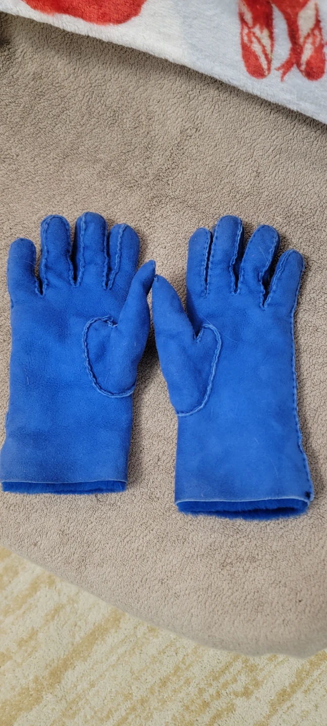 Blue Genuine Shearling Gloves - photo 2