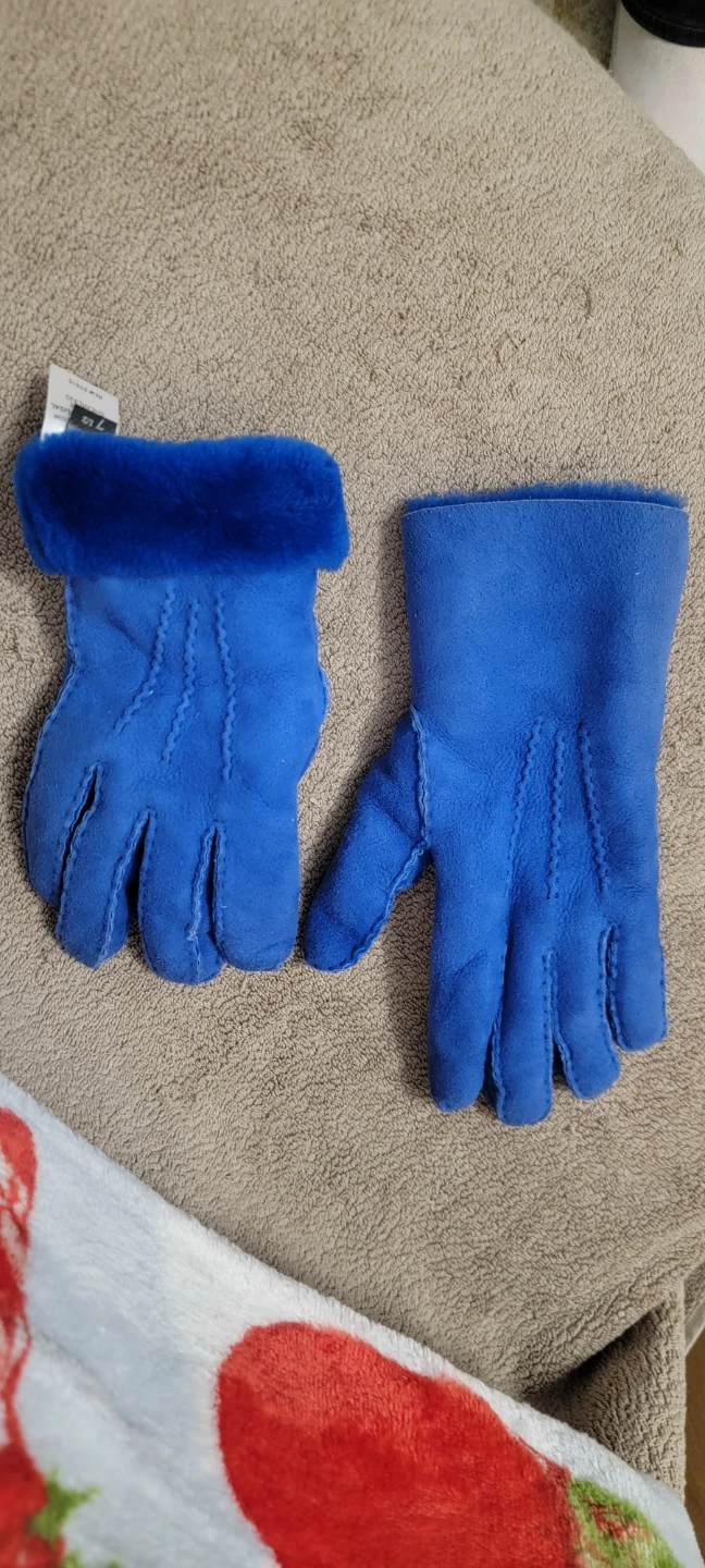 Blue Genuine Shearling Gloves - photo 3