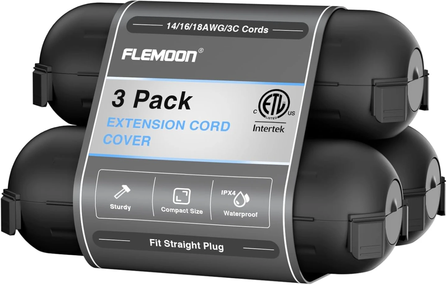 [3 Pack] Outdoor Extension Cord Safety Cover