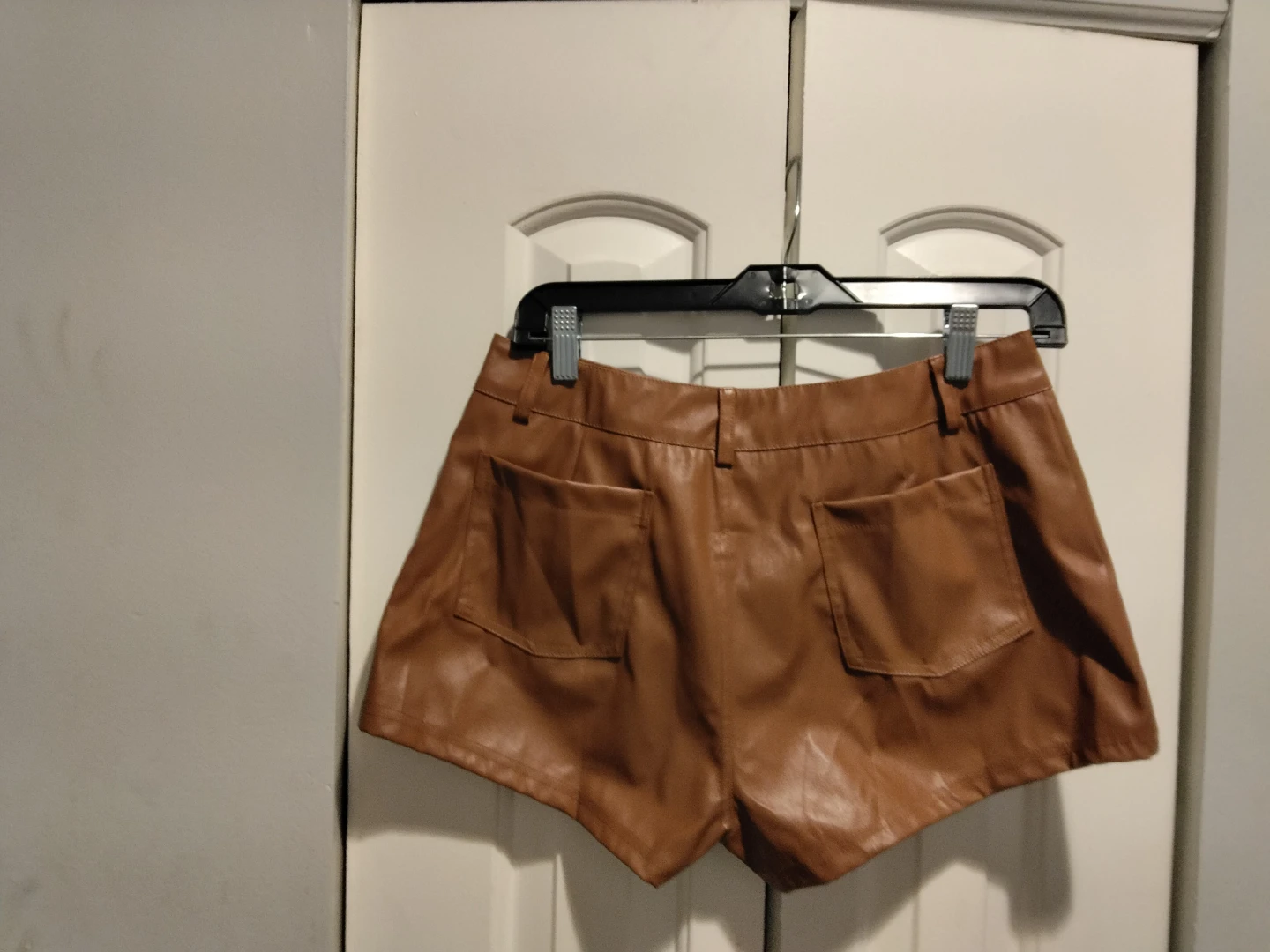 Brown Faux Leather Jacket & Shorts Set - photo 3
