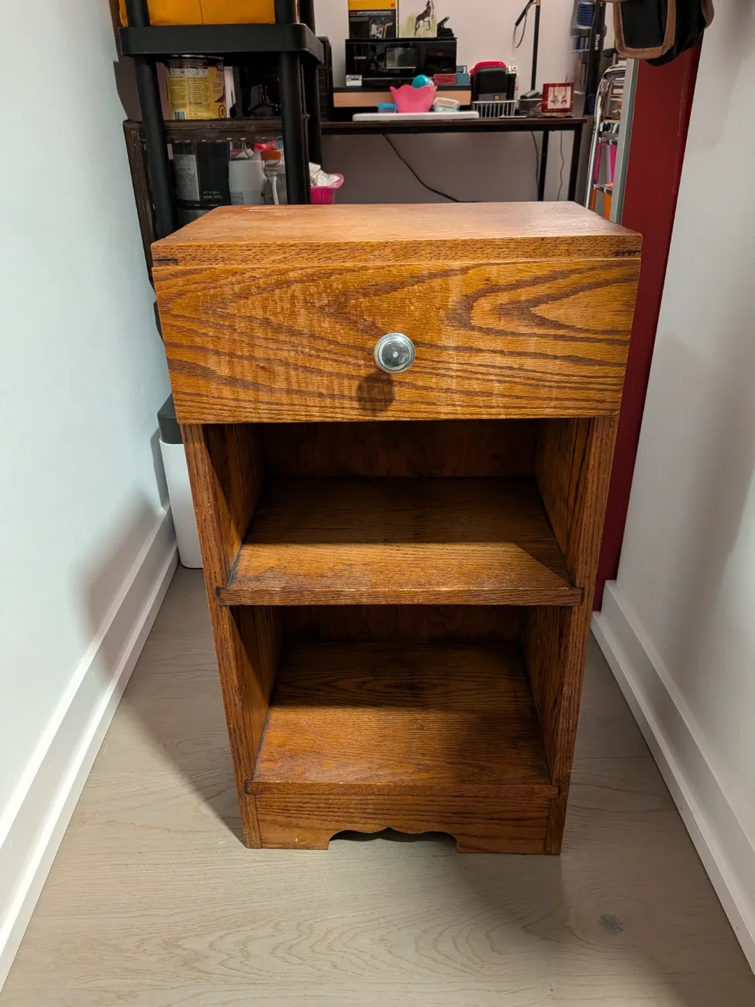 Wooden Nightstand with Drawer & Shelves image indicator(2)