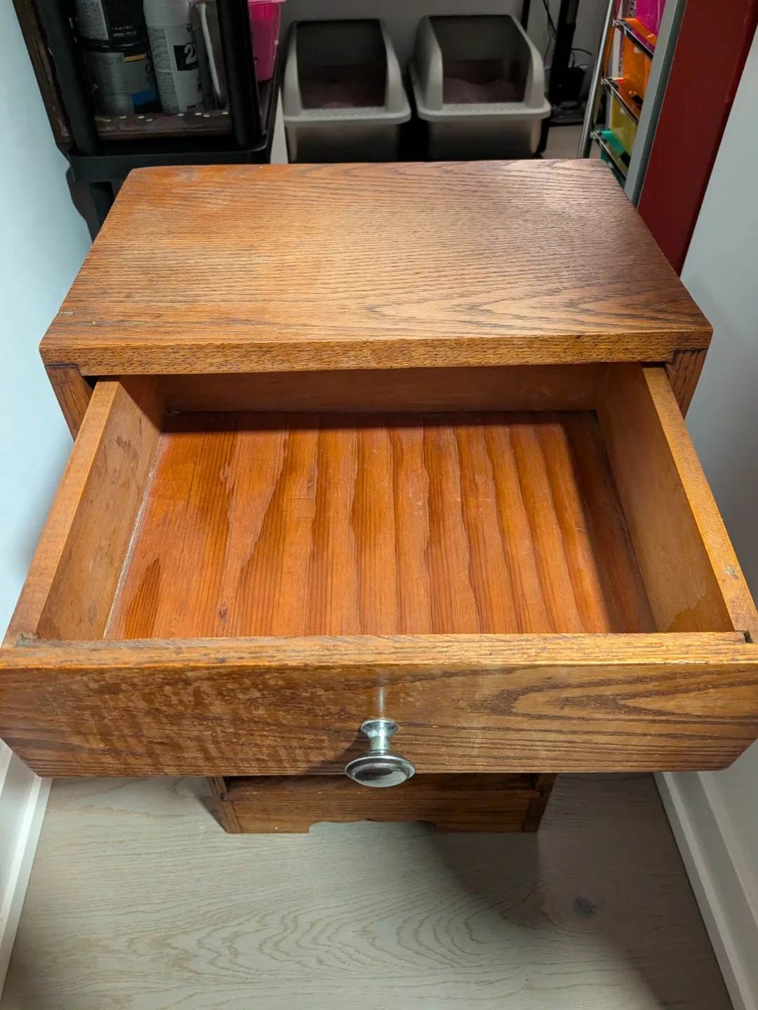 Wooden Nightstand with Drawer & Shelves image indicator(3)