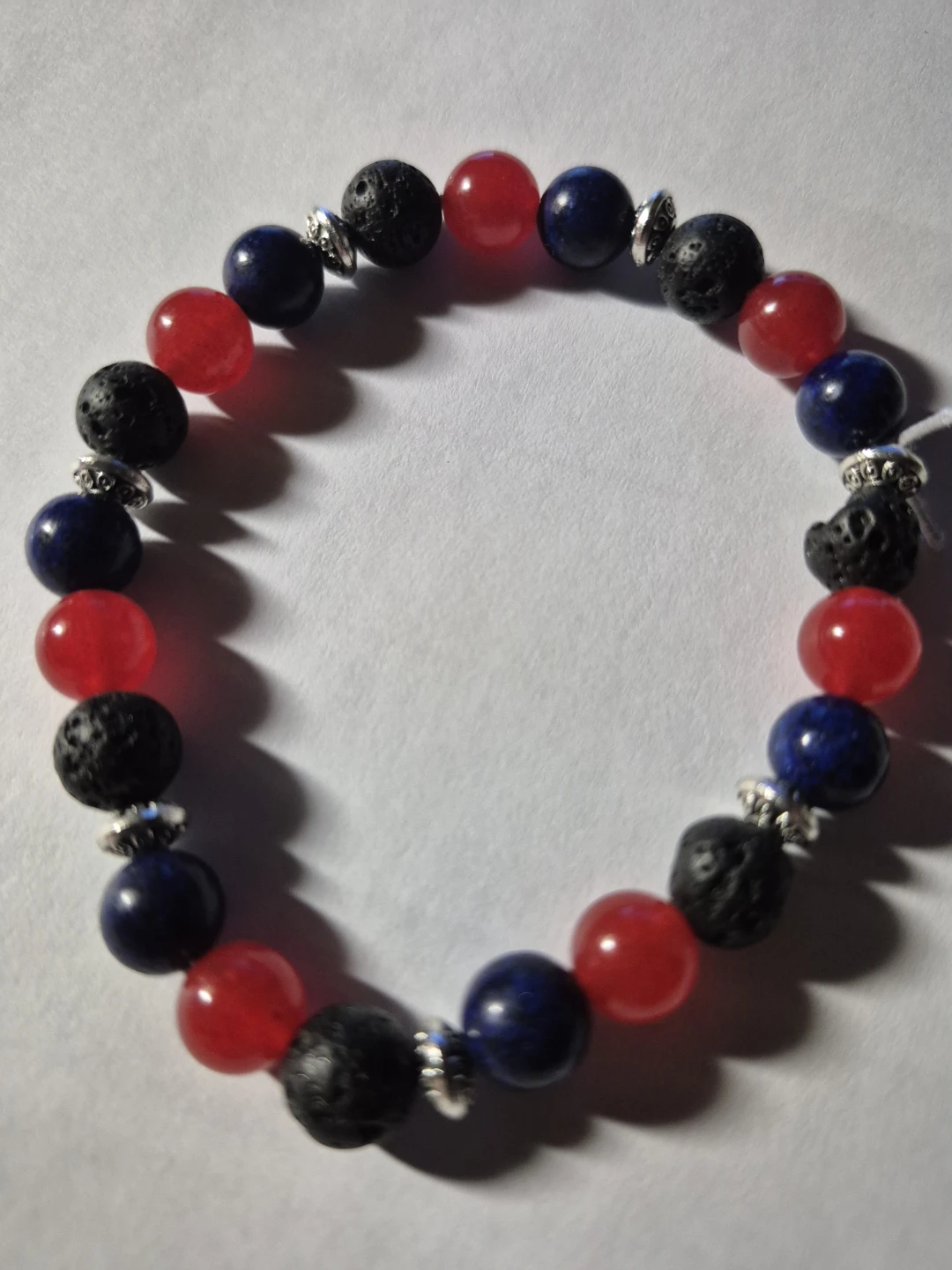 Red, Blue, Black Beaded Bracelet
