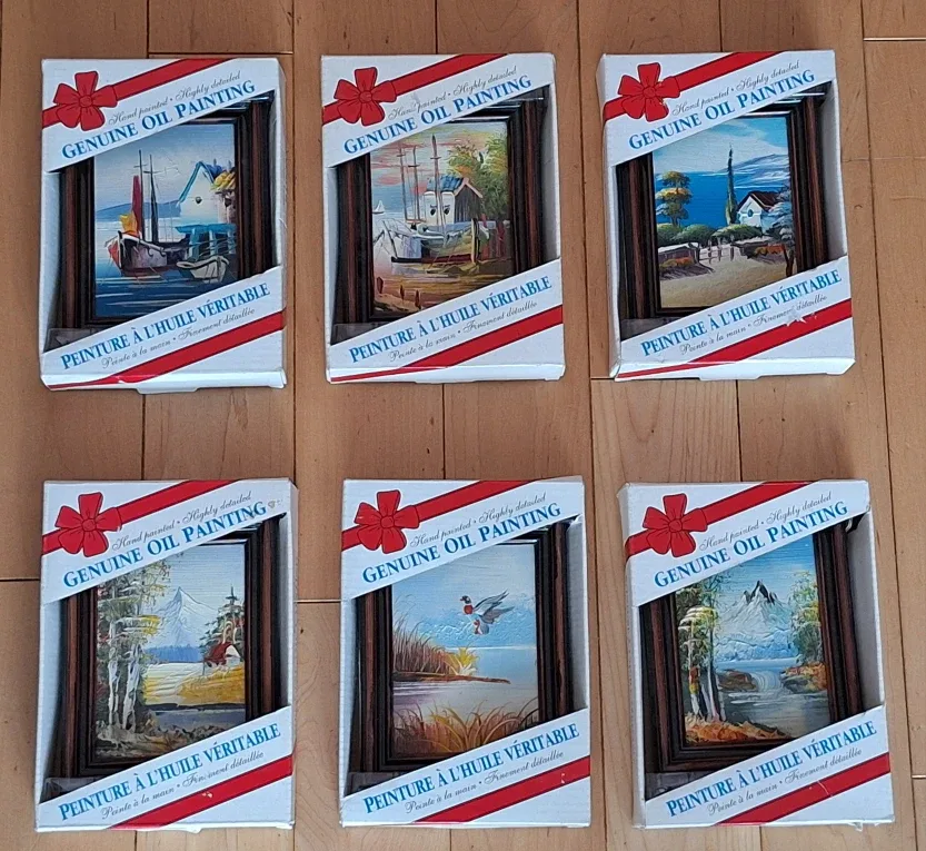 Six Genuine Oil Painting - Hand Painted  In original boxes