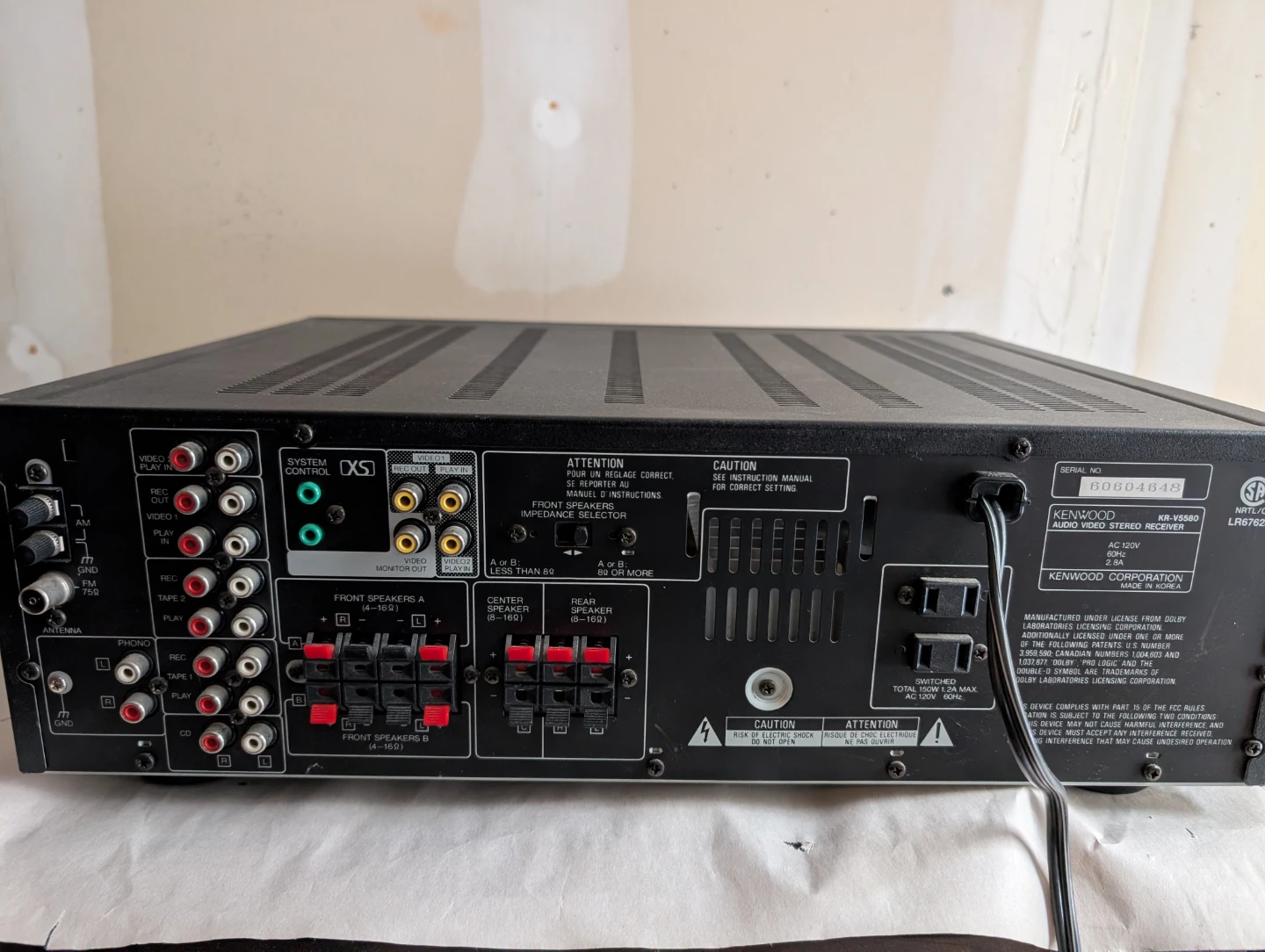 Kenwood KR-V5590 Audio/Video Surround Receiver - photo 4