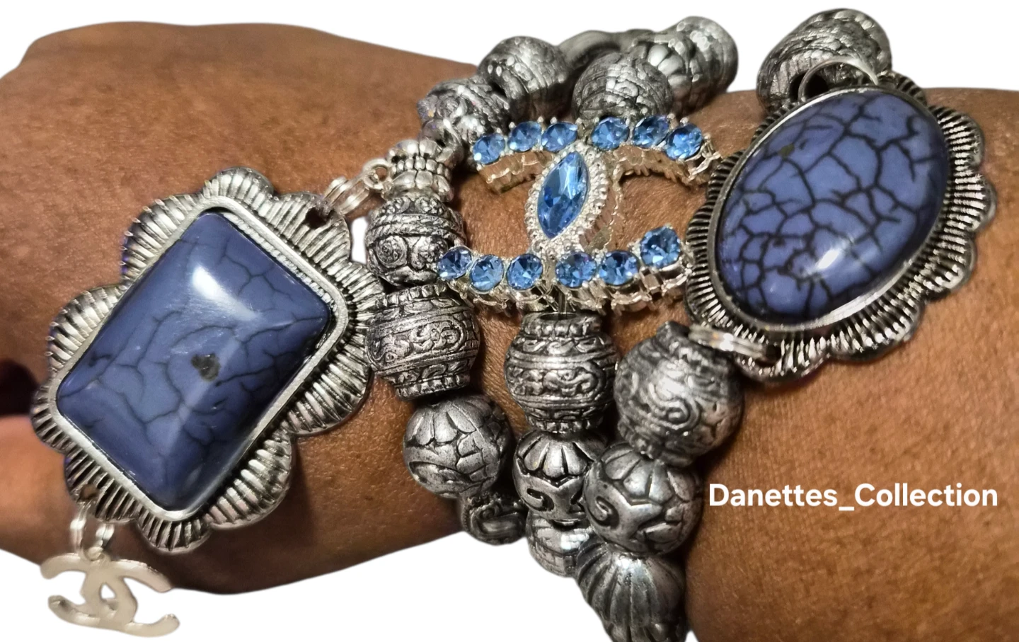 Silver and Blue Tone Bracelets