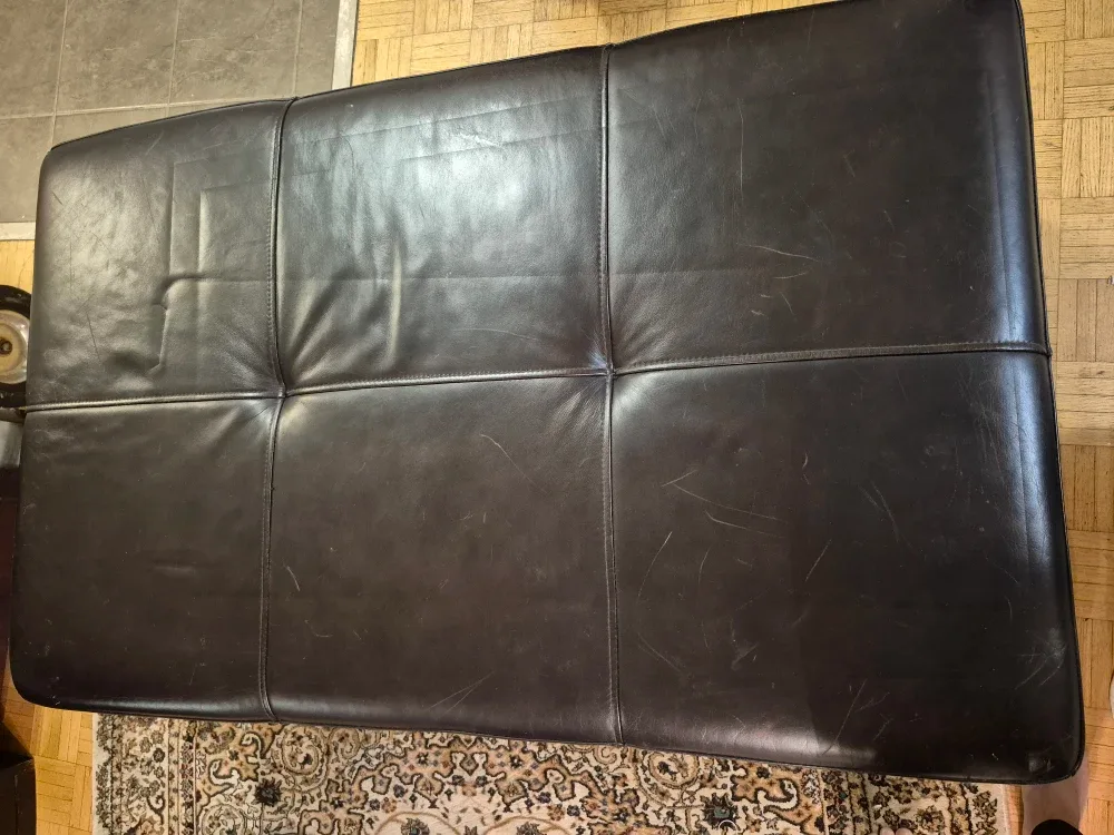 Brown Leather Ottoman Bench image indicator(4)